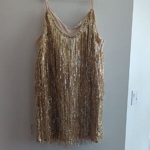 Gold Sequin Fringe Dress